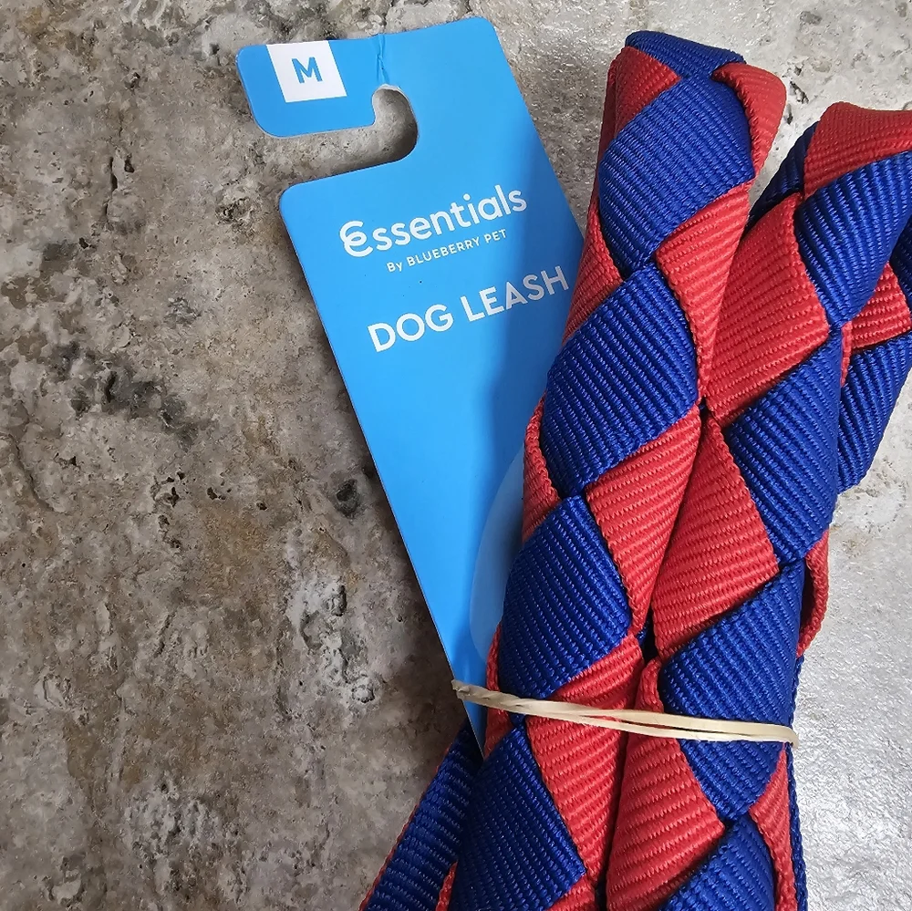 Blueberry Pet NEW Hand‎ braided double weave red and blue dog rope leash